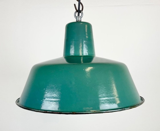 Image 1 of Industrial Petrol Enamel Pendant Lamp, 1960s