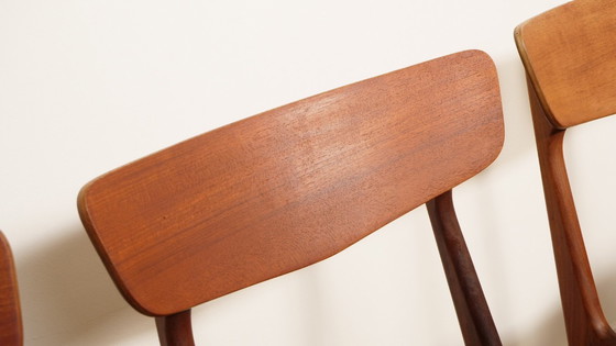 Image 1 of 6 x eetkamerstoelen | Schiønning & Elgaard | Teak | Opnieuw gestoffeerd