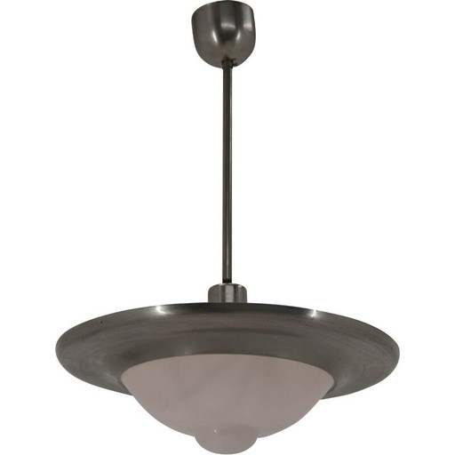 Lampada a sospensione Art Déco rosa vintage o Bauhuas nichelata di Franta Anyz, 1920