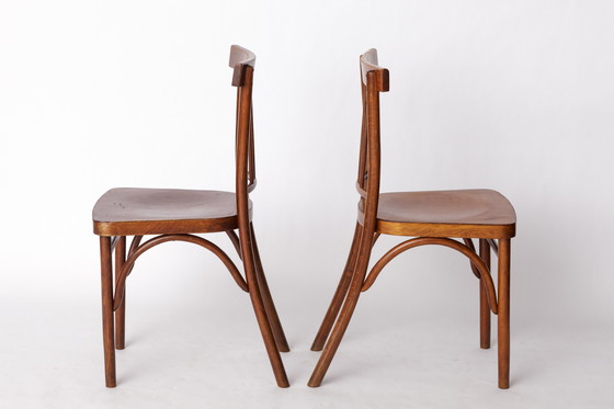 Image 1 of Pair of Soviet Beech Dining Chairs – 1978 Vintage, Refurbished Wood Frame
