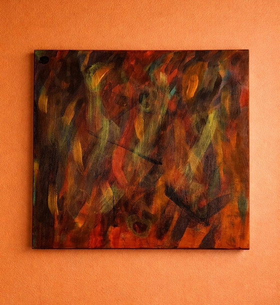 Image 1 of Large Abstract Painting – Embers of Resistance Warm Earth Tones – T.C. Freiberger – Contemporary Expressionism