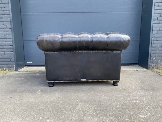 Image 1 of Robusta poltrona club Chesterfield XL vintage nera