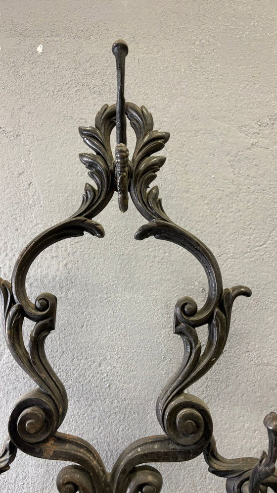 Image 1 of Antique Cast Iron Hall Stand, Victorian Coat Rack with Marble Base, Ornate Hall Tree, 19th Century