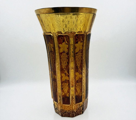 Image 1 of Bohemia – Egermann vase in engraved and gilded Bohemian crystal