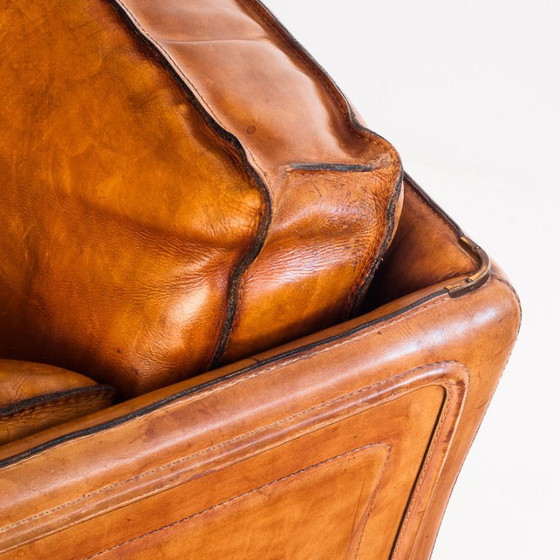 Fauteuil club vintage Roche Bobois. Cuir de buffle camel. France, années 1980 – Leather (photo 11 of 18)