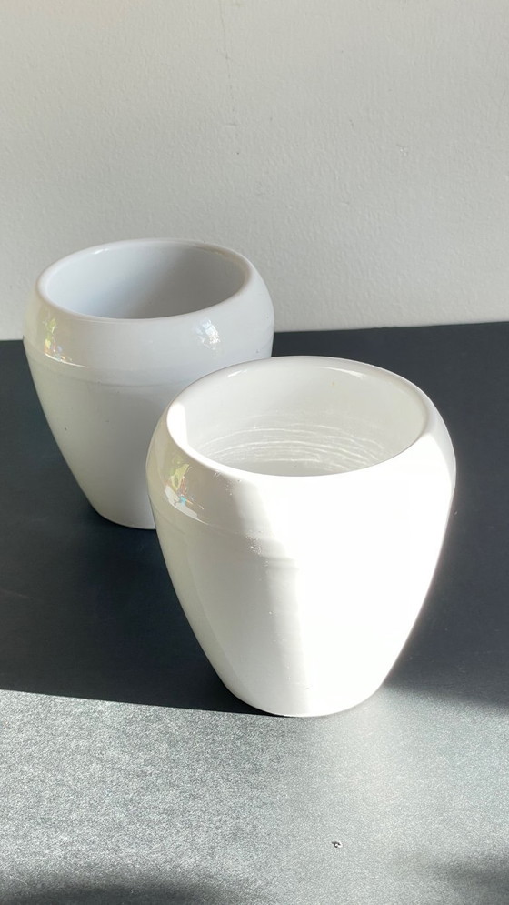 Image 1 of Pair of White Ceramic Candlesticks