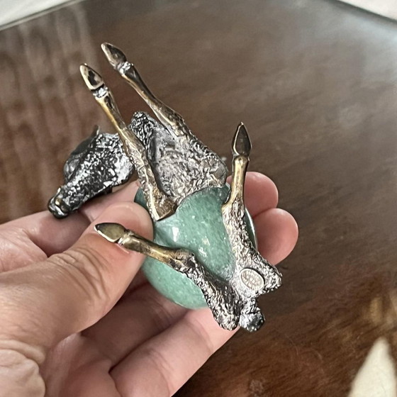 Sculptures d'un faon en bronze argenté et quartz, années 1960 – Arte, Metal, Hollywood Regency (photo 9 of 10)