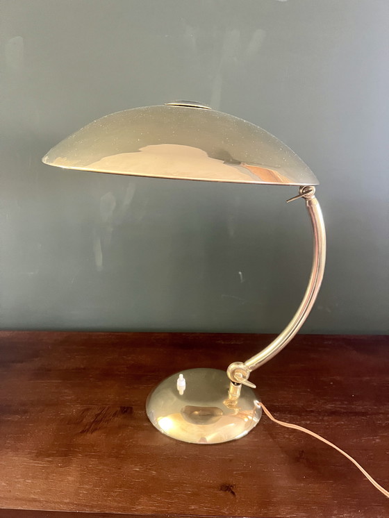 Image 1 of E. Hillebrand Bauhaus desk lamp model 7164, ca. 1930s. High-gloss polished brass.