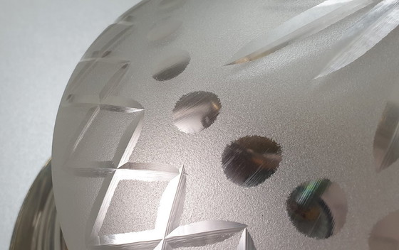 Image 1 of Lampada da soffitto Art Déco in vetro tagliato e cromato