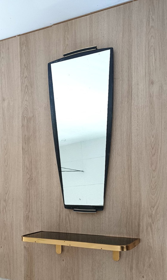 Image 1 of Separate 1950s mirror with matching glass shelf