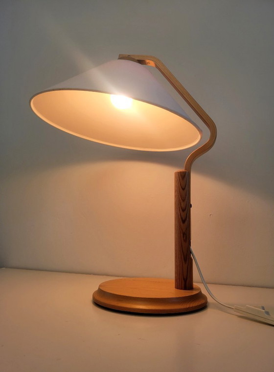 Image 1 of Lampada da tavolo vintage in pino di Solbackens AB, Svezia 1970