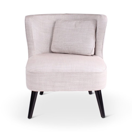 Image 1 of Lounge-Sessel mit beigefarbenem Stoffbezug und schwarzen Holzbeinen