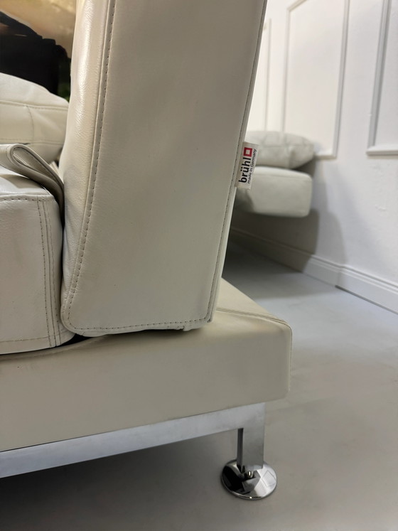 Image 1 of Brühl Moule Ecksofa Leder Weiß Schlaffunktion