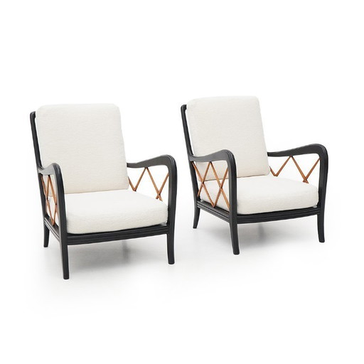 Paire de fauteuils à structure en bois, années 1940