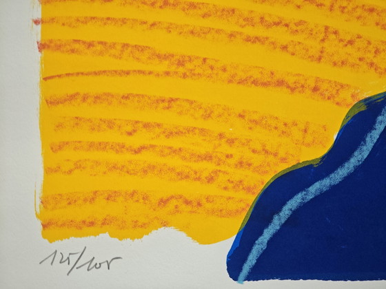 Image 1 of Ingelijste zeefdruk Willem Brauck (1946-2014) "Gestrikt" 2000 51x71cm