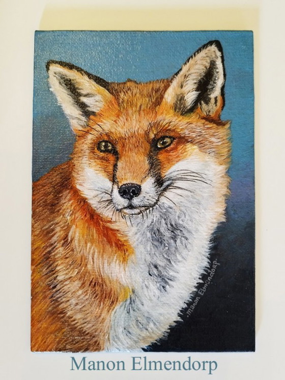 Hand-painted Small Fox Painting 13x18 cm New – Paintings & Drawings, Wood, Canvas (photo 5 of 5)