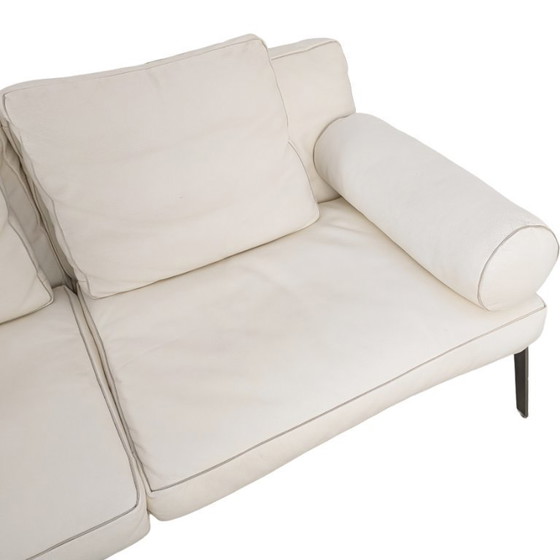 Image 1 of 2x Canapé Flexform Original en cuir beige Antonio Citterio