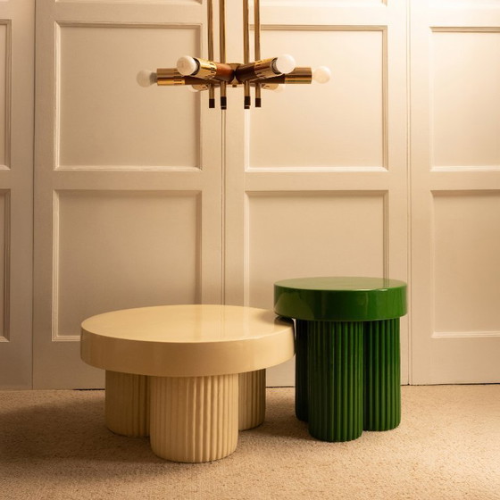 Image 1 of Cream & Green Nesting Tables 