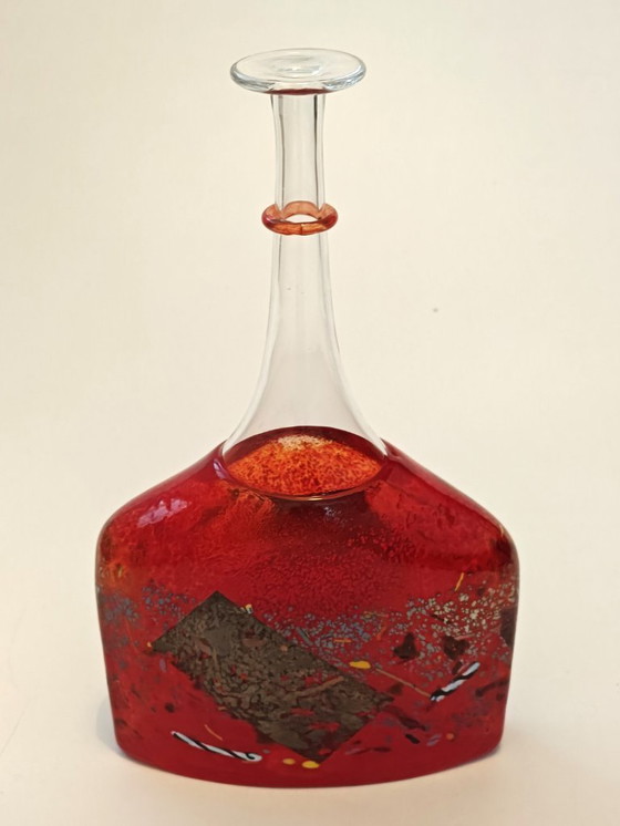 Image 1 of Beautiful orange vase by Bertil Vallien for Kosta Boda, type Satelitte