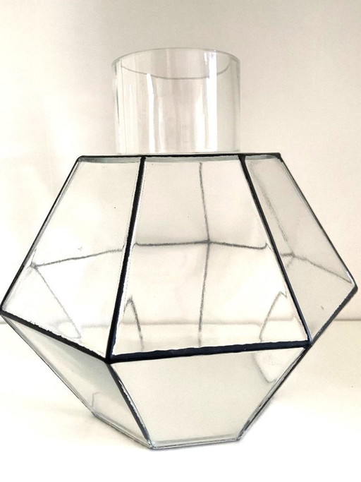 Lampada da soffitto vintage con paralume a globo in vetro, prodotta a Glashütte, Limburgo, Germania, nel 1960.
