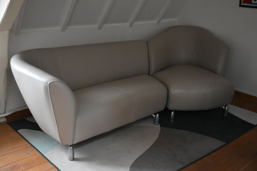 Leolux Pupilla Ledersofa mit Chaiselongue