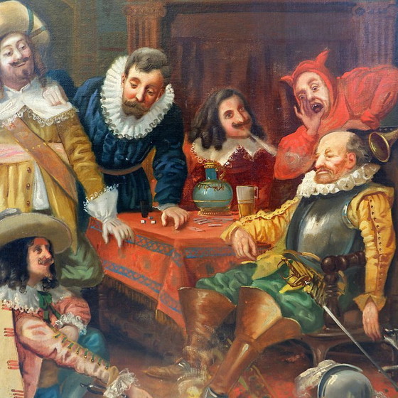 Image 1 of Öl auf Leinwand "Tavernen-Szene" - Ferdinand Tirius (1896-1976)