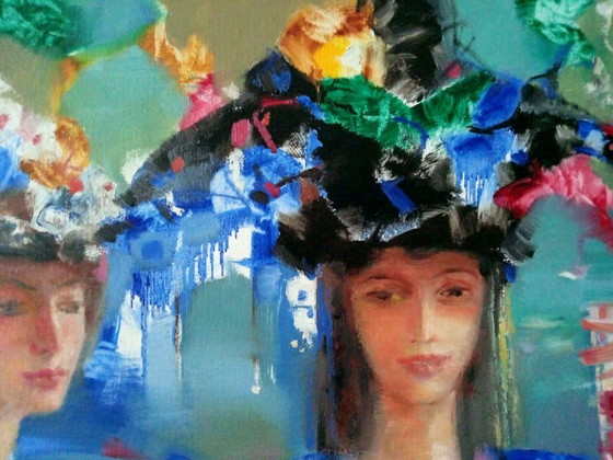 Original Oil Painting Abstract Expressionism Figurative Carnival – Paintings & Drawings, Canvas (photo 4 of 10)