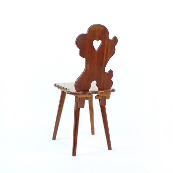 Image 1 of Folk Style Dining Chair In Wood, Czechoslovakia 1973
