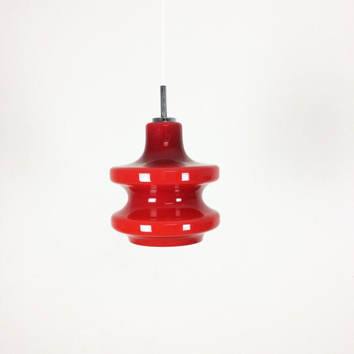 Vintage rode hanglamp van Peill en Pultzler, Duitsland 1970