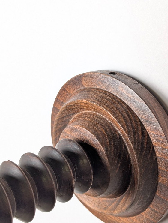 Image 1 of Par de apliques de pared franceses de madera torneada de Charles Dudouyt, década de 1940
