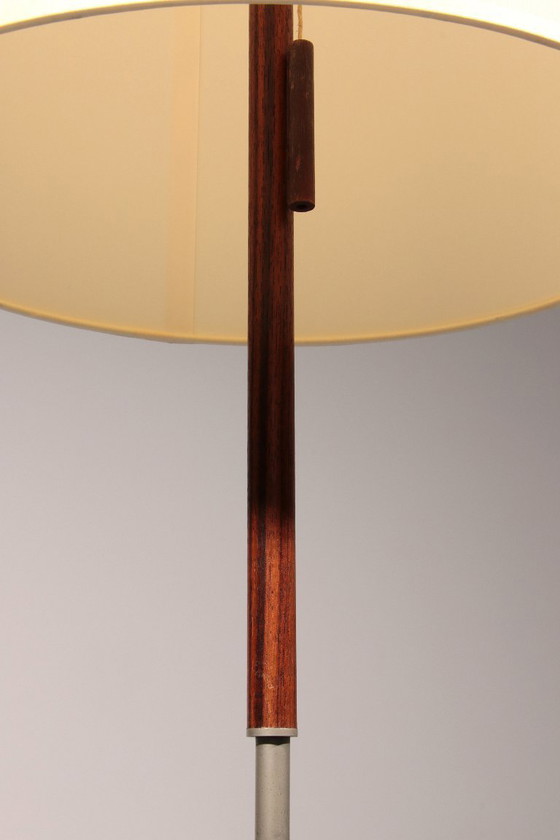 Image 1 of Temde Teak & Metal Floor Lamp with New Custom Shade – 1960s Elegance