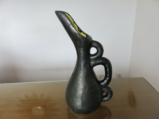 Large Ceramic Vase Signed Ray Camart in Vallauris, France, 50s-60s