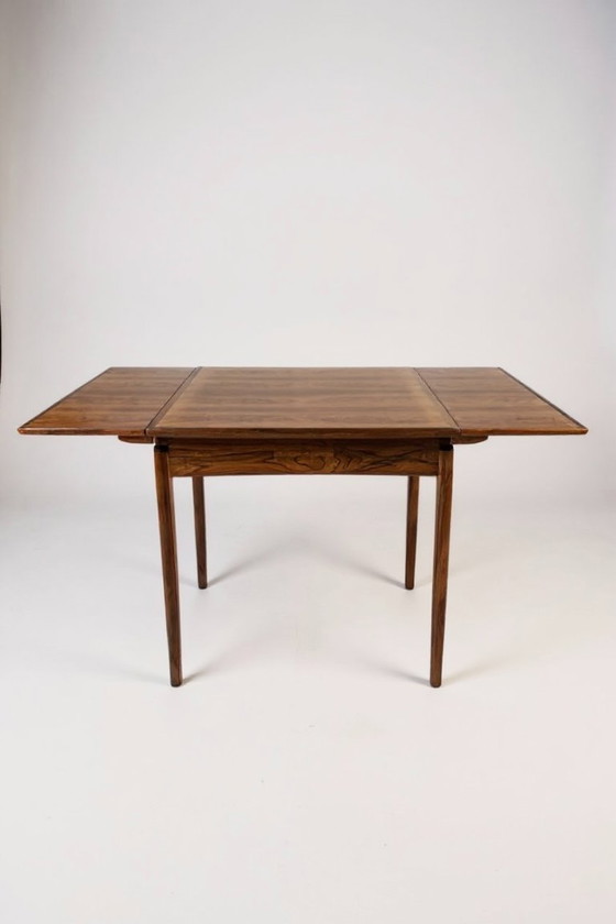 Image 1 of Uitschuifbare vierkante Scandinavische eettafel van Poul Hundevad uit de jaren 60/70.