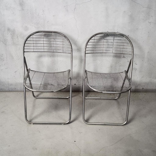 1 des 2 chaises pliantes à cordes chromées vintage design Niels Gammelgaard Ikea