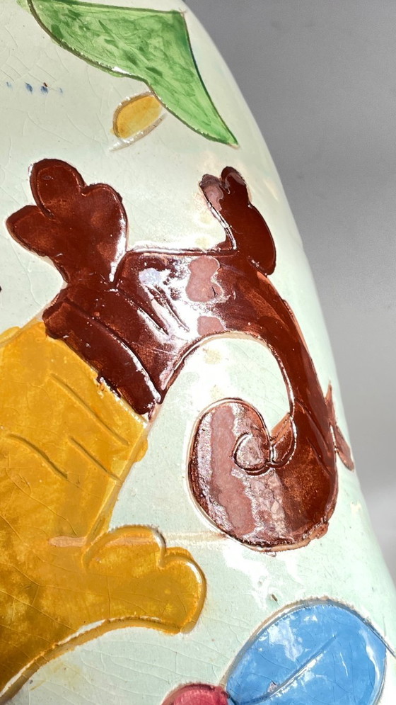 Image 1 of Italian Majolica Vases with Dragon Motif