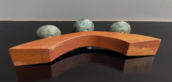 Image 1 of portacandele in teak e ottone