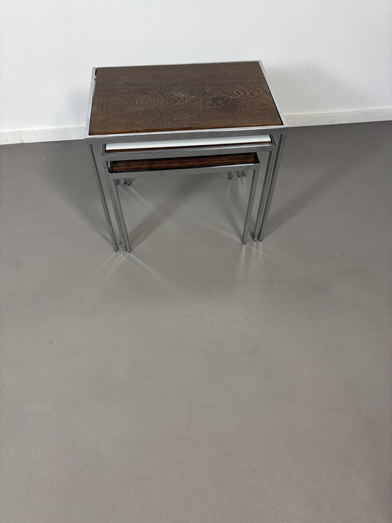 Image 1 of Set of 3 Sidetables Reversable top by Cees Braakman for pastoe jaren’60