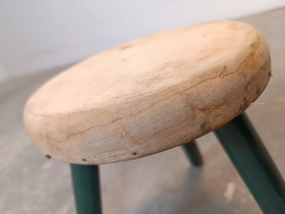 Tabouret trépied en bois rustique vintage, Marron (photo 12 sur 15)