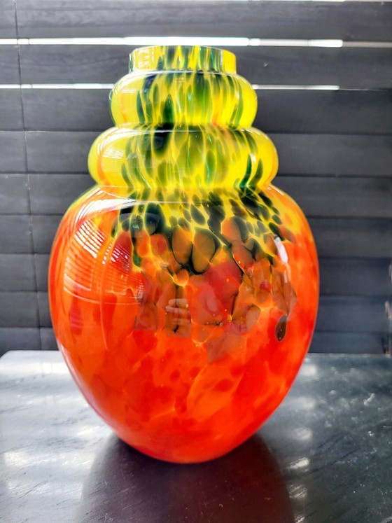 Image 1 of Jarrón Art Déco con salpicaduras de vidrio opalino, Verreries de Scailmont, Henri Heemskerk, Bélgica