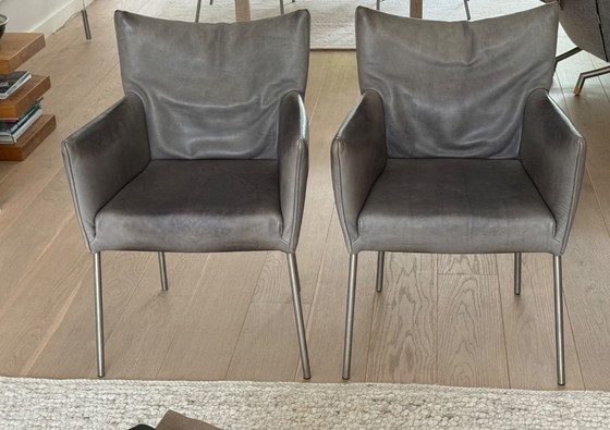4 leather Dining chairs Gerard van der Berg brand Label – Metal (photo 2 of 6)