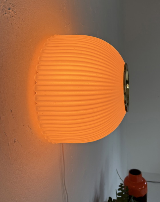 Vintage Opal Glass Wall Lamp, Glashütte Limburg ‘70 – Wall lights, Brass (photo 11 of 15)