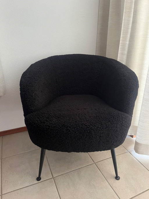 Sillón de peluche negro – fauteuils, Metal, Textile