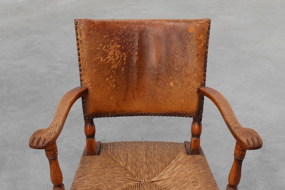 Image 1 of Poltrona in pelle e rovere di Theo Ruth per Artifort, Paesi Bassi, 1940