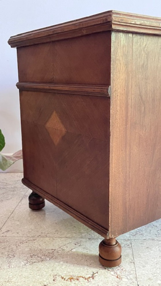 Image 1 of TABLE de Chevet Ancienne Bois et MARBRE