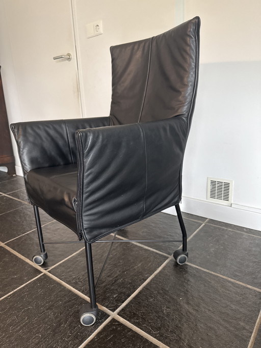 Eetkamerstoelen Chaplin zwart leer 4 stuks – Montis, Leather