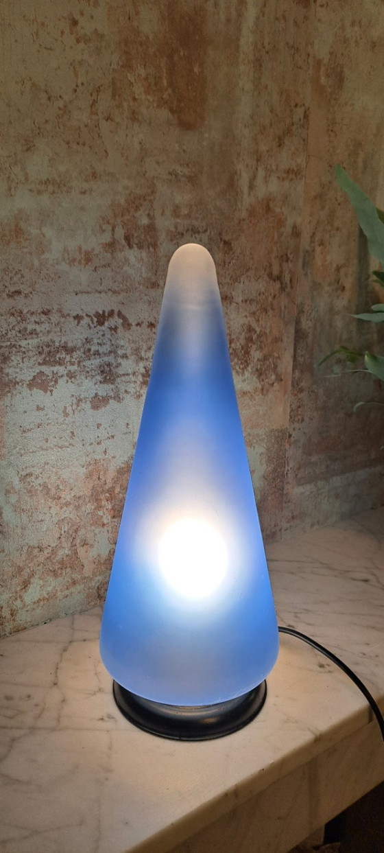 Image 1 of Vintage glass cone table lamp Space Age Design Glass, Blue