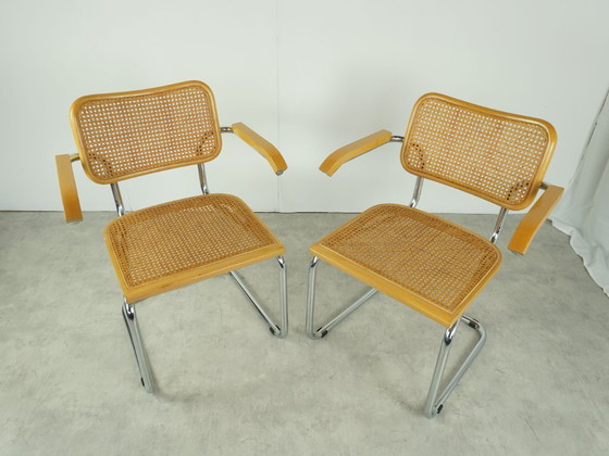Image 1 of 2 eetkamerstoelen in Marcel Breuer stijl, vintage design B64 Cesca