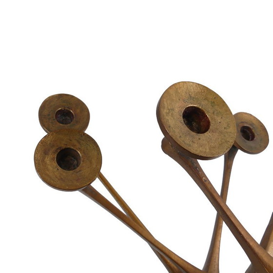 Image 1 of Brutalistischer Decken Kerzenhalter aus Bronze, 12flammig, 1960er Jahre