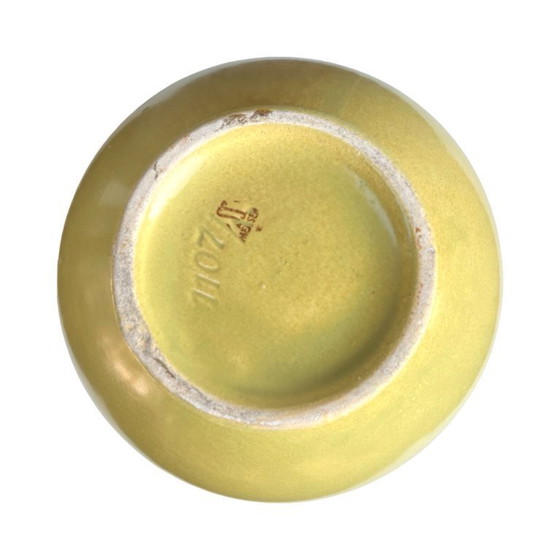 Image 1 of SS Meissen Keramikvase Typ 1107/8 Deutschland, 1960er Jahre, kristalline Tropfglasur gelbbraun