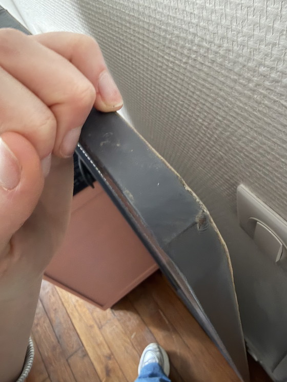 Image 1 of Large grey leather mirror
